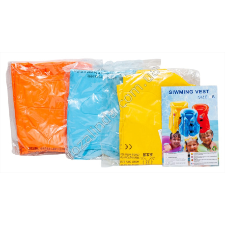 S0613 Круг ЖИЛЕТ д/плав. надувной d-44см Swim ring, 'Swim Vest', Lafe Jacket ОДНОТОННЫЙ, Размер В, 44*40см, 150гр
