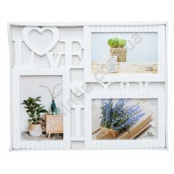 S0683 Фоторамка-коллаж пластик 3 фото 'И Love You' 10*15/15*10(2), 31*25.5см, 297гр