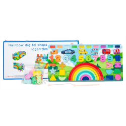 S0752 Игра логическая деревянная 'Rainbow digital shape logarifmic plate'+рыбалка, 44.5*22см, 809гр,