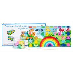 S0752 Игра логическая деревянная 'Rainbow digital shape logarifmic plate'+рыбалка, 44.5*22см, 809гр,