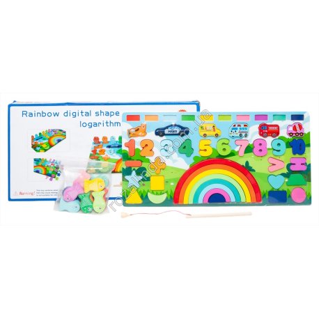 S0752 Игра логическая деревянная 'Rainbow digital shape logarifmic plate'+рыбалка, 44.5*22см, 809гр,