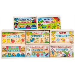 S0753, Домино деревянная игрушка детское, 8 видов, в пенале, 15,5*4*9см, 140гр