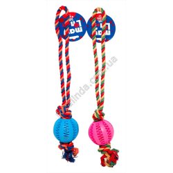 S0381 Игрушка для собак 'Канат с мячиком' 6.5см, 12/д, грызунок, May Lon Pet, 42см, 136 гр