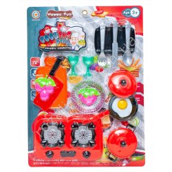 S0779 Кухня 'Cooking fun', плита, посуда, приборы, бокалы, ZhenYang toys, блистер, 37*43*5.5см, 275 гр.