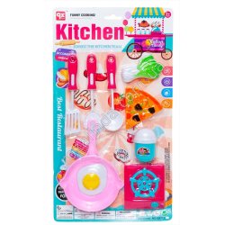 S0782 Кухня 'Kitchen', 9 предм., плита, посуда, приборы, QX 717, Toys, 'funny cooking' блистер, 31*38*4см, 275гр.