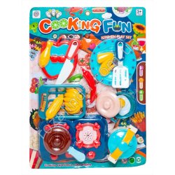 S0785 Кухня 'Cooking fun', плита, посуда, приборы, продукты, ZhenYang toys, блистер, 31*43*6.5см, 275гр.
