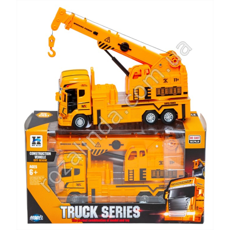 S0791 Машинка Truck series 22см Кран 'He Kai', инерция, металл, откр.дверь, резиновые колеса, звук, свет, 28.5*15.5*9см, 488гр