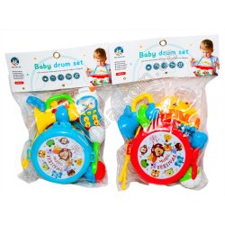 S0798 Барабан детский Baby drum set, +4 погремушки, 20*25*8см, 245гр