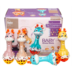 S0815 Погремушка детская 12/д Жирафа Baby Giraffe Rattle, звук, музыка, свет, НН-622, 7*18см, 77гр,