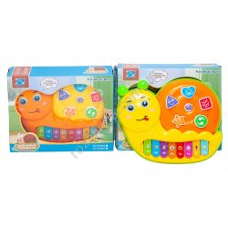 S0817 Пианино дет. муз. Улитка 20см, Sengda toys, песни, звон..животных,мелодии, на батар, 20.5*16.5*5см, 215гр,