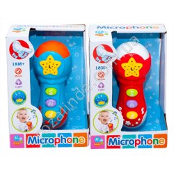 S0818 Микрофон дет.муз.14.5см 'Microphone', 12 песен, 4 зв. животных, проектор, на батаре,12.5*8*18см, 158гр