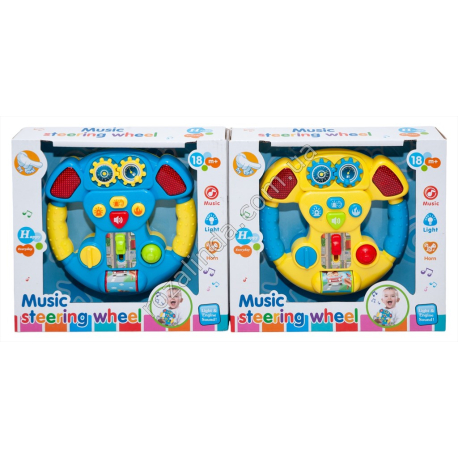 S0819 Руль дет.муз. Music steering wheel 15.5 см, звук, мелодии, сигнал, свет, на батар, 60095, 22*20*5.5см, 280гр