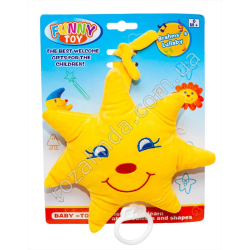S0821 Погремушка подвеска детская плюш Звезда 20 см, Funny toys, на коляску/кровать, музыкальная, 19*25*6см, 144гр