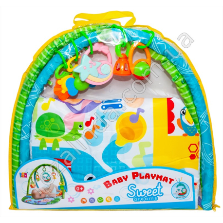 S0822 Коврик детский развивающий Baby Play Mat SWEET DREAMS, дуги, погремушки 4шт, муз., 56*50см, 525гр,