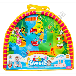 S0823 Коврик детский развивающий Baby Gum set, дуги, погремушки 5шт, 62.5*54.5см, 550гр