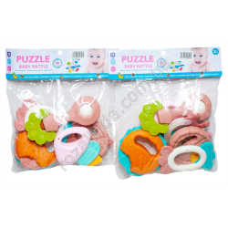 S0826 Погремушки-грызунки детский набор 6шт, пастель, Puzzle baby rattle, 18*22см, 190гр,