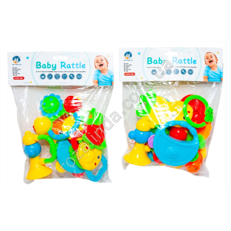 S0828 Погремушки-грызунки детские набор 10шт, ярко-цветные, Baby Rattle, 20*27см, 202гр