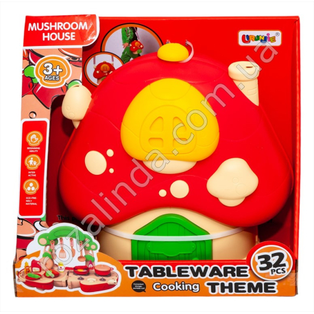S0864 Игровой набор в сумочке 'Mushroom house' ГРИБОЧЕК Tableware Кухня, 32 дет, 27*14*24см, 769г