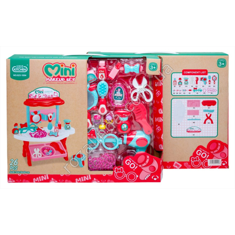 S0894 Игровой набор стол в коробке. 'Mini' Makeup set Косметика, 26дет, 623-1004, 41.5*34*7см, 697г