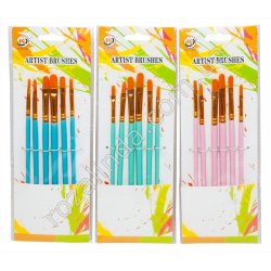 S0553 Кисти художественные наб.6шт Arist brushes, 6 плоский, 9*26см, 34гр,12/д