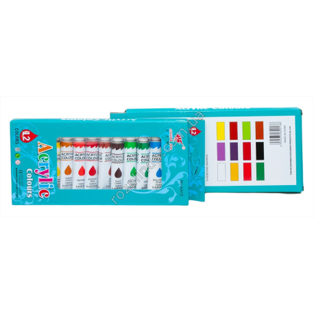 S0555 Краски акриловые 12*12ml, Acrylic colours, Jinghuа, 23*11*2см, 206гр, 6/д