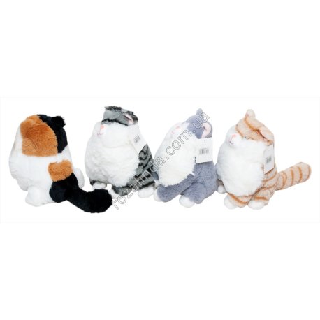 S0716 Мягкая игрушка Котик Пузатик 20см, 4 цвета (полоска/пятна), 20*15*12см, 148г