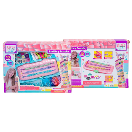 S0774 Бисер набор для браслетов Girls creator, Branding bracelet, +устройство д/плетения, 10дизайнов, 12 браслетов, 38*28*6см, 4