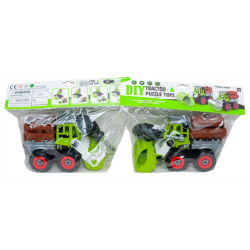 S0832 Машинка конструкт.+ отвертка Трактор 20см, DIY Tractor puzzle toys, кузов/бревна, 20*10.5*12.5см, 250гр,