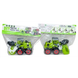 S0833 Машинка конструкт.+отвертка Трактор 20см, DIY Tractor puzzle toys, грейдер/каток, 19*10.5*12.5см, 239гр