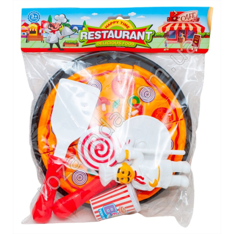 S0840 Игровой набор Фастфуд Пицца Restaurant, пицца,леденец,нож,лопатка,напиток, 24*29*5.5см, 226гр