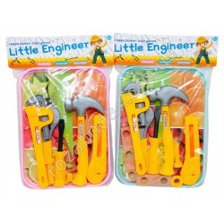 S0845 Инструменты детские набор 'Little engineer', молоток, отвертка, ключ 2шт, болт, нож, поднос, 18.5*25.5см, 222гр