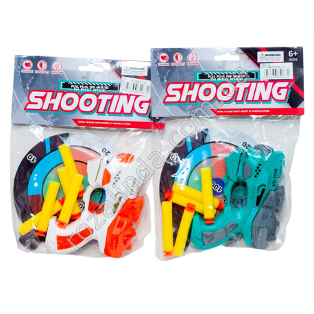 S0851 Пистолет детский 12.5см +5шт мягких пуль+ мишень, Shooting, DX-688-37, пакет, 24*19*5см, 218гр
