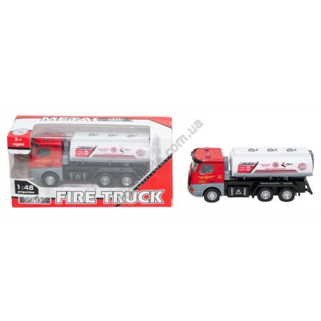 S0899 Машинка Спец.техн. Fire Truck 14.5см Пожарная, цистерна, 1:48, инерция, металл, резиновые колеса, звук, свет, 308А, 18.5*8