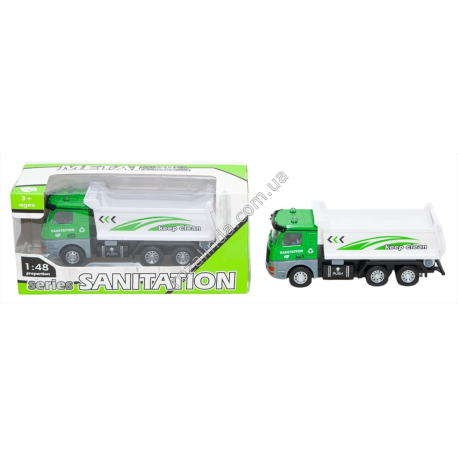 S0900 Машинка Спец.техн. Sanitation series 14.5см Грузовик самосвал, 1:48, инерция, металл, резиновые колеса, звук, свет, 309D,