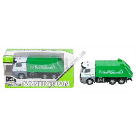 S0901 Машинка Спец.техн. Sanitation series 14.5см Мусоровоз, 1:48, инерция, металл, резиновые колеса, звук, свет, 309А, 18.5*8.5