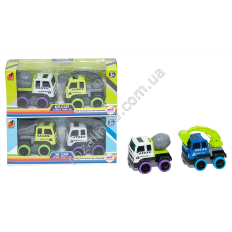 S0905 Машинка модель 'MINI Q' Die-cast 6см 2ШТ СТРОЙТЕХНИКА, ALLOY, инерция, металл,резиновые колеса, 16*7*5см