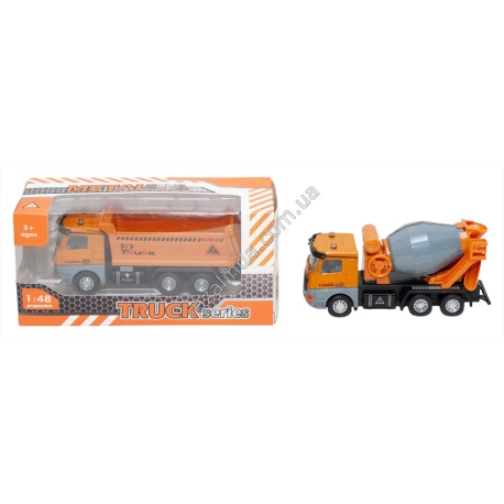 S0907 Машинка Спец.техн. Truck series 14см, Стройтехн(бетономеш./грузовик), 1:48, инерция, металл,резиновые колеса,звук,свет, 19