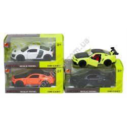 S0910 Машинка Спорткар Scale model 12см, инерция, металл, откр.дверь, резиновые колеса, музыка, свет, батар., короб, 15.5*7*7см,