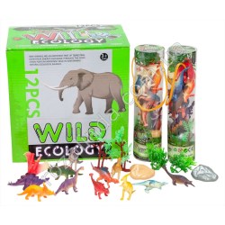 S0937 Животные Динозавры 12шт 6см + декор 6шт, в колбе, WILD ecology, 12/дисплеи, 20.5*5см, 100гр
