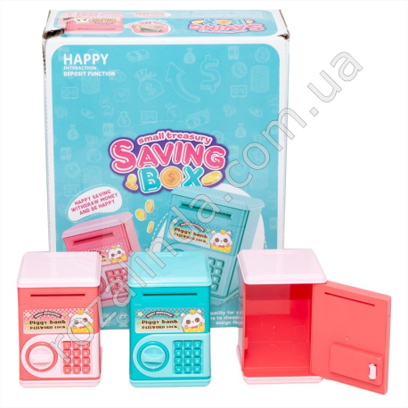 S0939 Копилка детская в виде сейфа МИНИ Saving Box, 12/д, приним. купюры, 7.5*7*11см, 96гр