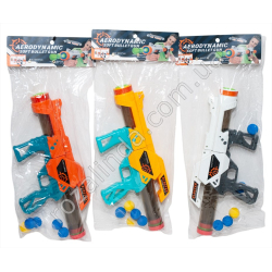 S0965 Пистолет детский 39см + пули-шарики EVA 5шт, Aerodinamic soft bullet gun, 619, пакет, 52*20*6см,285гр