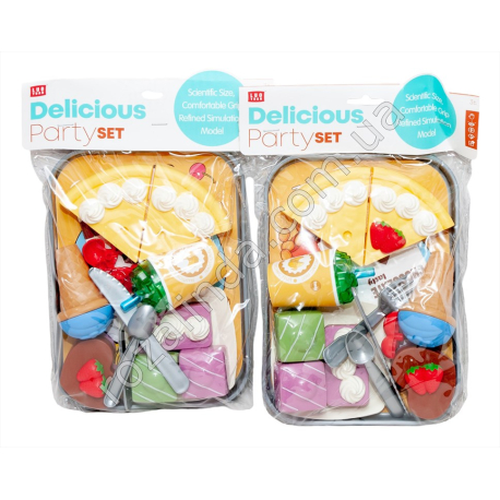 S0974 Игровой набор Фастфуд Пирожные Delicious Party set, поднос + пирог, коктейль, пирожные, мороженое, 15*21*4см, 260гр