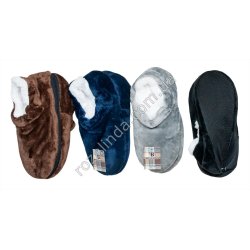 Т0518 Тапки-чуни домашние мех/велюр slipper мужские Однотонные, антискользящие, в ассорт., 42-47р, 29см, 122гр, 12/д