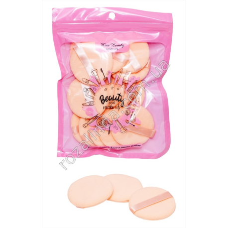L0009 Cпонж Пуховка набор 15шт, 5.5см, Kiss Lovely, пакет PVC, 14.5*19см, 51гр