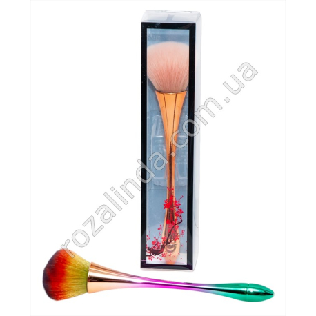 L0016 Кисточка косметическая, д/макияжа h-19.5 d-50mm, Колокольчик, блест.ручка, бокс PVC, 4.5*4.5*21.2см, 46гр