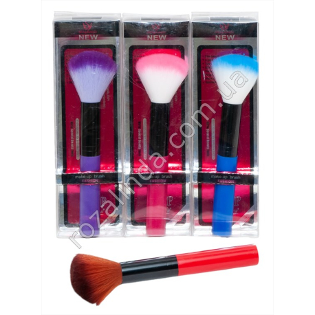 L0026 Кисточка косметическая, для/макияжа h-16.5 d-50mm, Makeup brush, яркие цвета, бокс PVC, 6*2*19.5см, 40гр