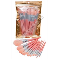 L0029 Кисти-щеточки д/макияжа 12шт, 17-20см, розовые, зип пакет PVC, 16*23см, 132гр
