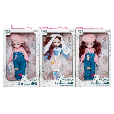 S0942 Кукла шарнирная Beautiful Fashion doll, Берет/зайчик, одежда в ассортименте, 21*6.5*34см, 280г