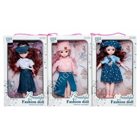 S0943 Кукла шарнирная Beautiful Fashion doll, кепи/шапка/шляпа, одежда в ассортименте, 21*6.5*34см,