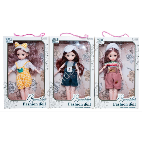 S0944 Кукла шарнирная Beautiful Fashion doll, белое кепи/обруч, одежда в ассортименте, 21*6.5*34см, 288гр.